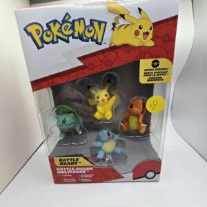 Pokémon Battle Ready 4-Figure Multi-Pack (Jazwares "Retail Special!") – Pikachu & Kanto Starters (Bulbasaur, Charmander, Squirtle)