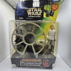 Vintage 1997 Kenner Star Wars Power of the Force: Gunner Station Millennium Falcon with Luke Skywalker (MOC)